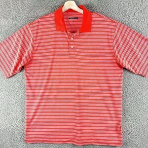 Cypress Club Performance Shirt Mens Extra Large Orange Stripe Golf Polo Athletic
